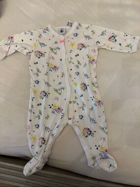 Petit Bateau Floral Baby One-Piece Footed Sleeper